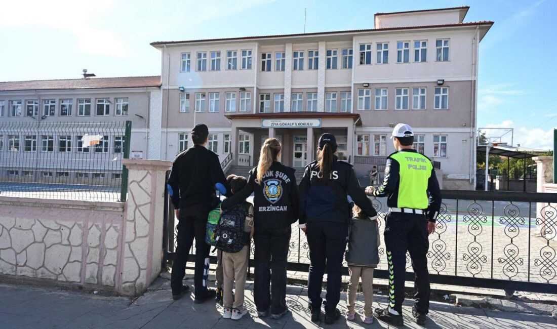 Erzincan’da Okul Önlerinde Güvenlik Denetimi Ziya Gökalp İlkokulu çevresinde